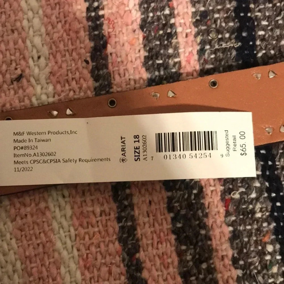 Ariat beaded belt southwest hair-on belt western size 18 - Picture 5 of 7